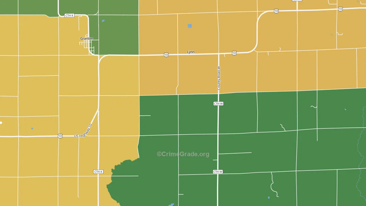 Lynn, WI Map of Assault Rates