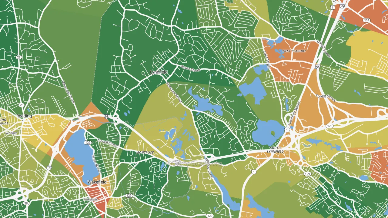 Lynnfield, MA Map of Assault Rates