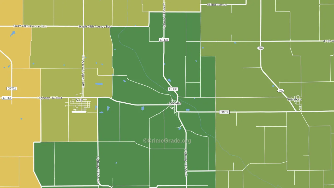 Lynnville, IA Map of Assault Rates