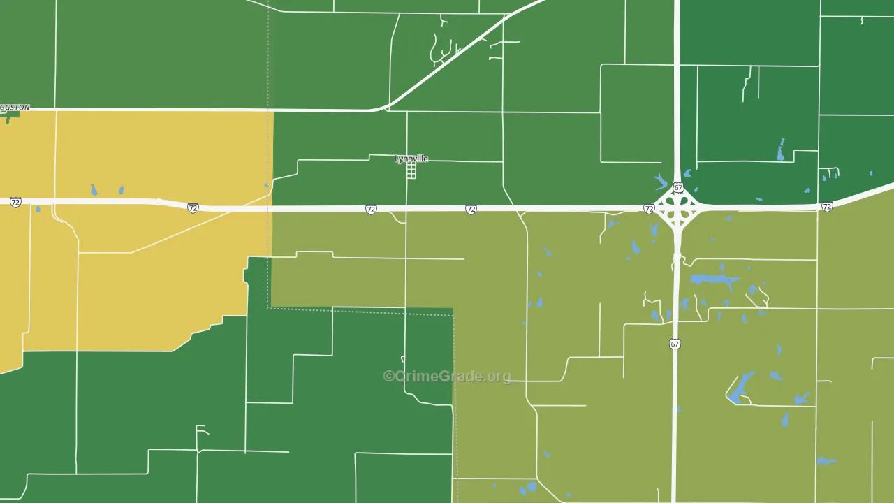 Lynnville, IL Map of Assault Rates
