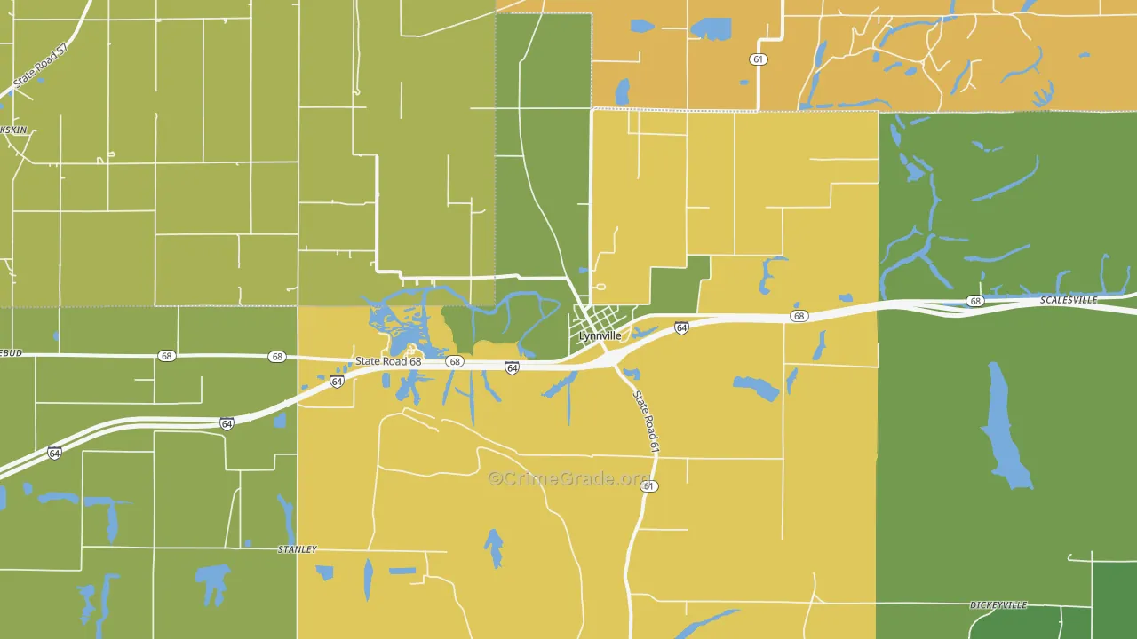 Lynnville, IN Map of Assault Rates