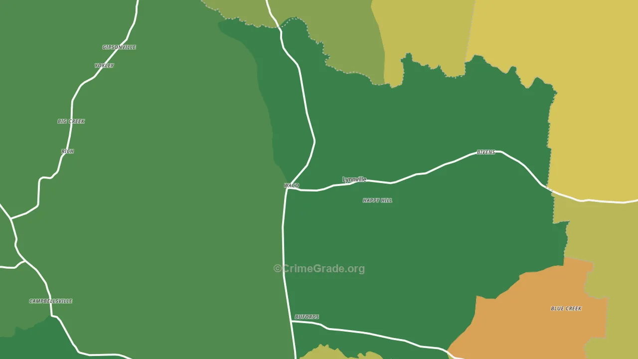 Lynnville, TN Map of Assault Rates
