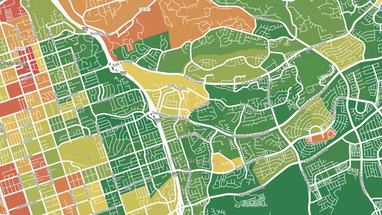 Lynwood Hills, Chula Vista, CA Map of Assault Rates
