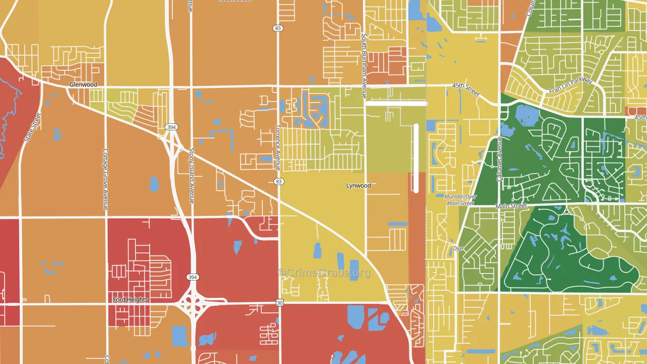 Lynwood, IL Map of Assault Rates