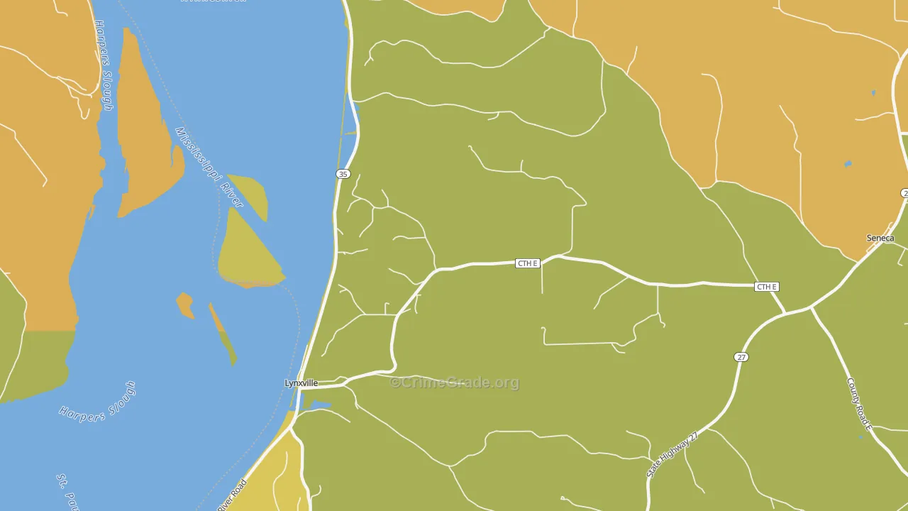 Lynxville, WI Map of Assault Rates