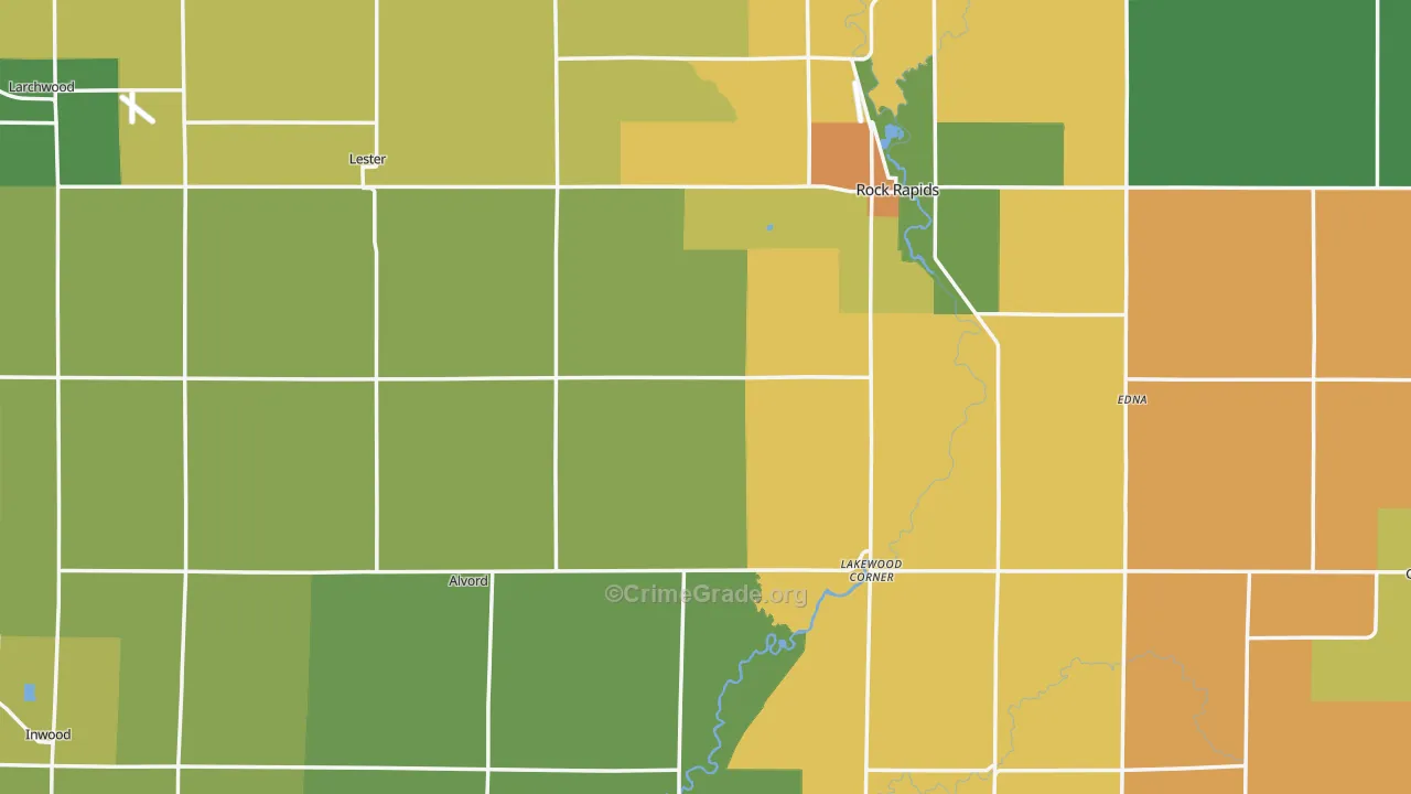 Lyon County, IA Map of Assault Rates