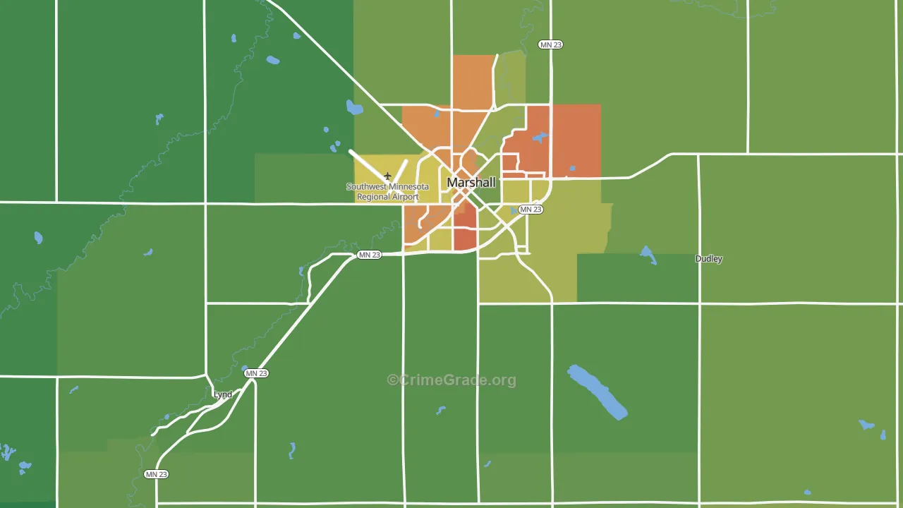 Lyon County, MN Map of Assault Rates