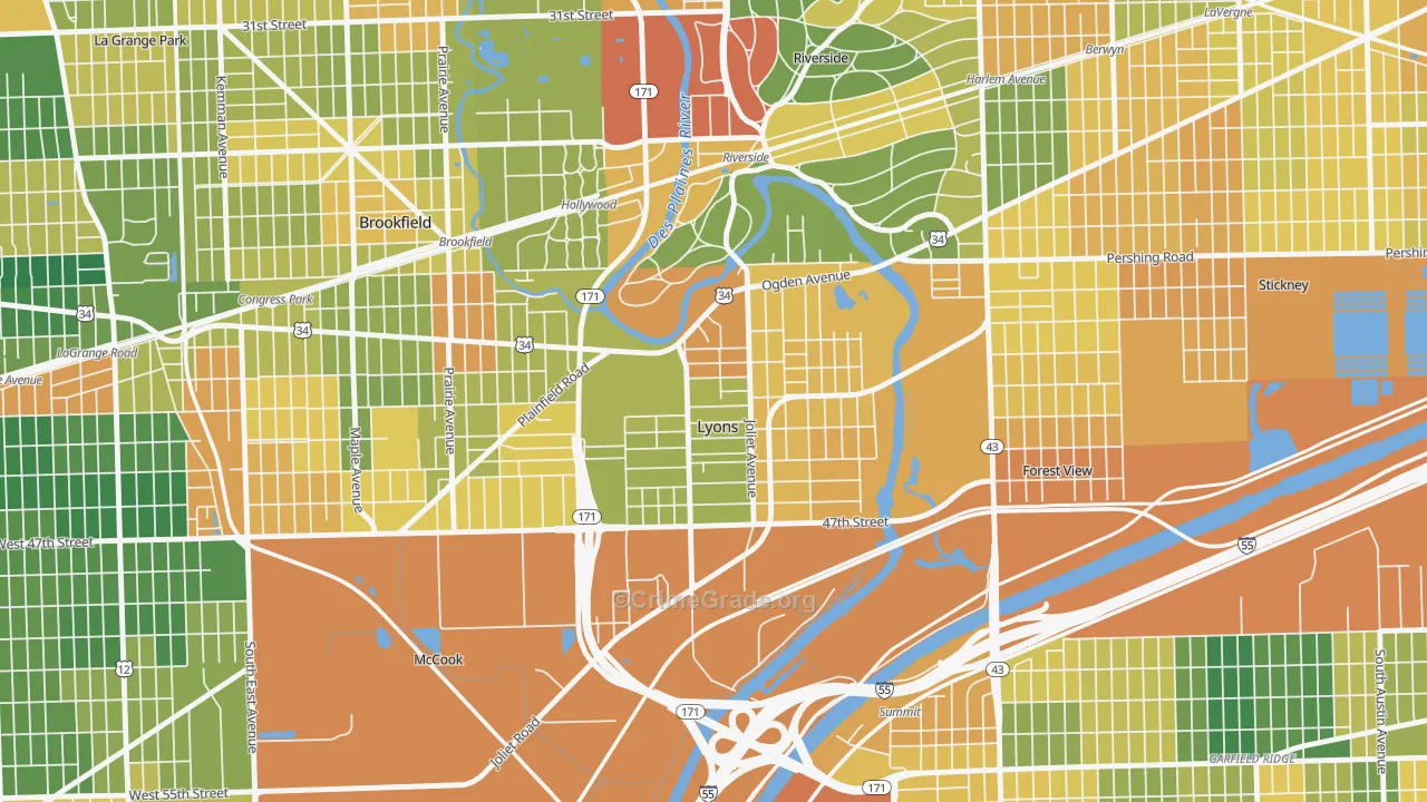 Lyons, IL Map of Assault Rates