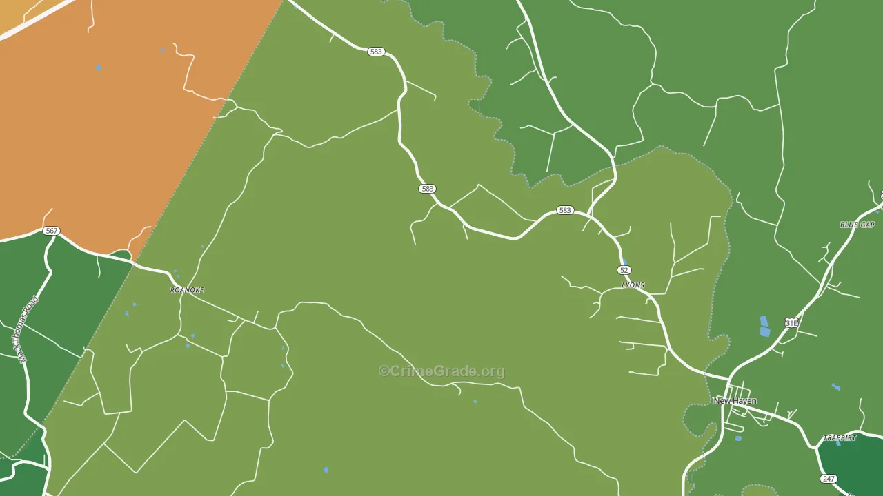 Lyons, KY Map of Assault Rates