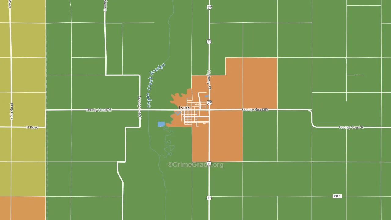 Lyons, NE Map of Assault Rates