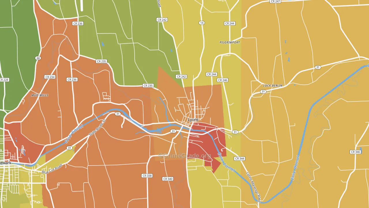 Lyons, NY Map of Assault Rates