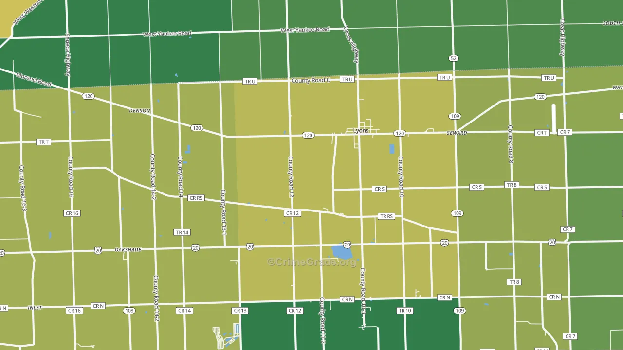 Lyons, OH Map of Assault Rates