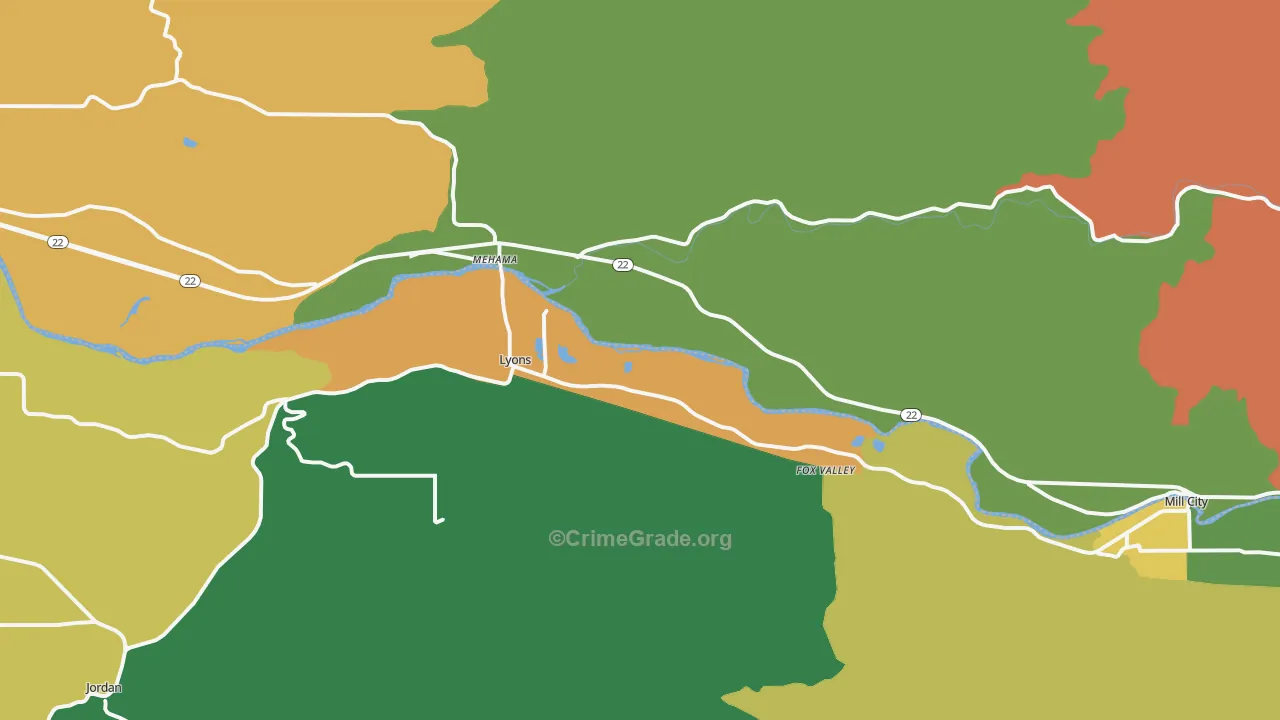 Lyons, OR Map of Assault Rates