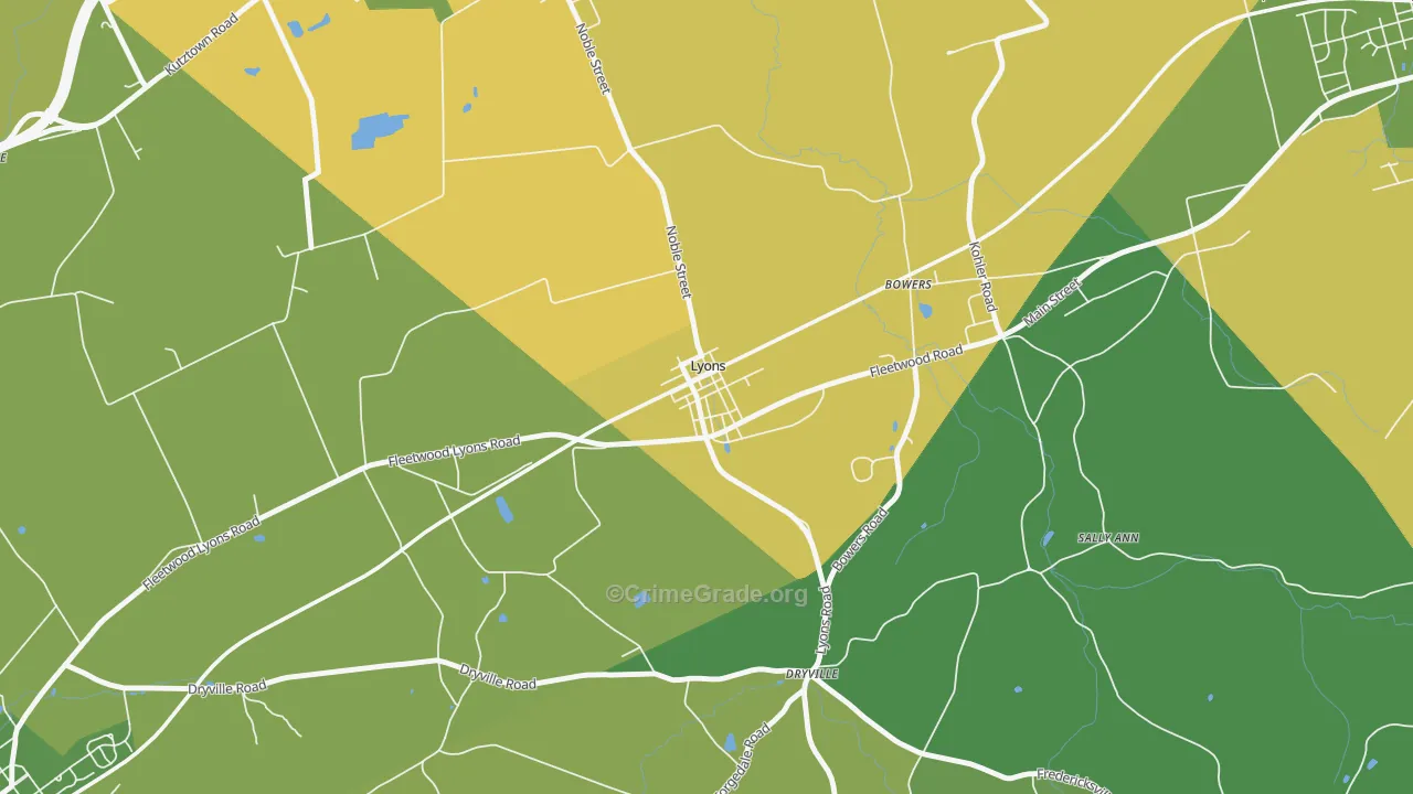 Lyons, PA Map of Assault Rates