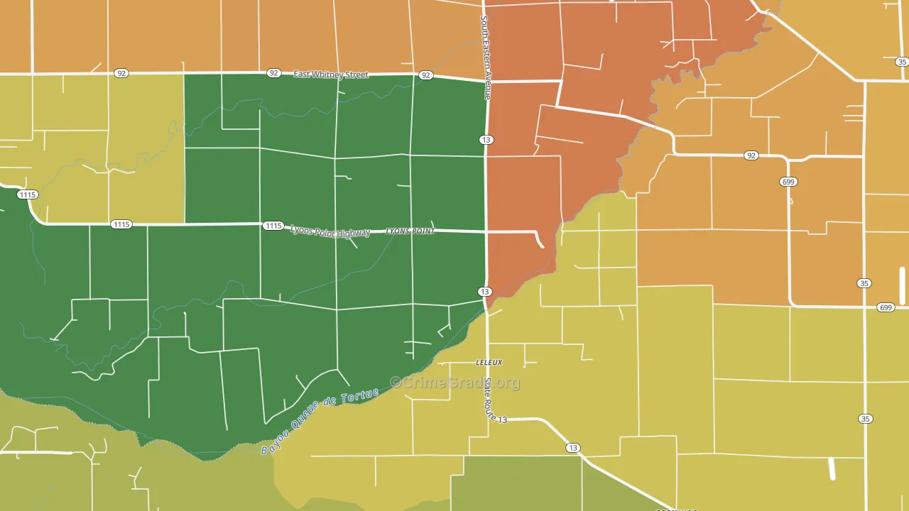 Lyons Point, LA Map of Assault Rates