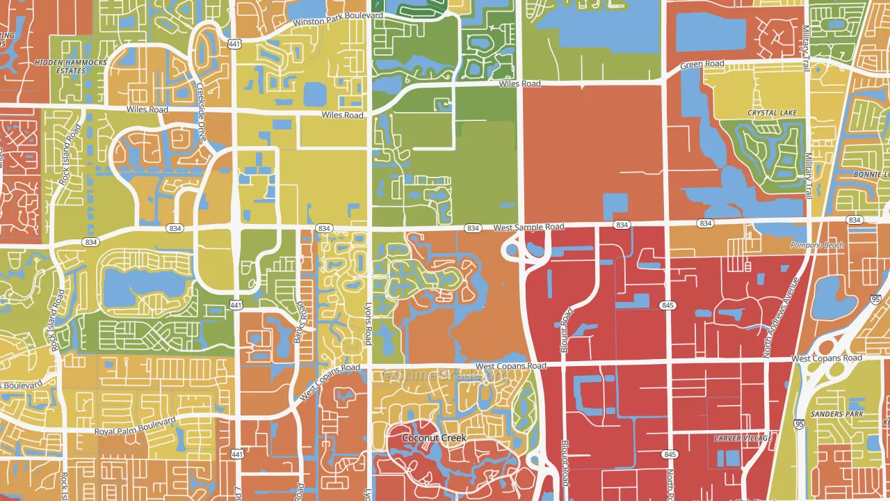 Lyons Tradewinds Park, Coconut Creek, FL Map of Assault Rates