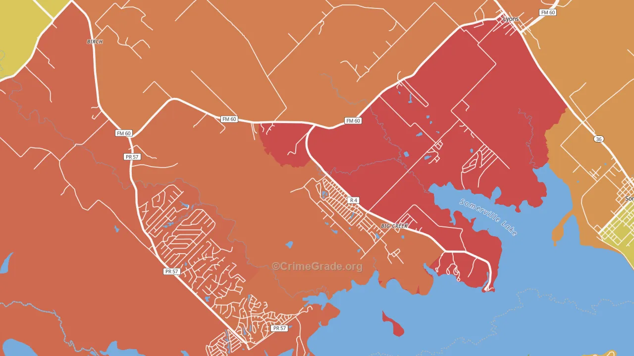 Lyons, TX Map of Assault Rates