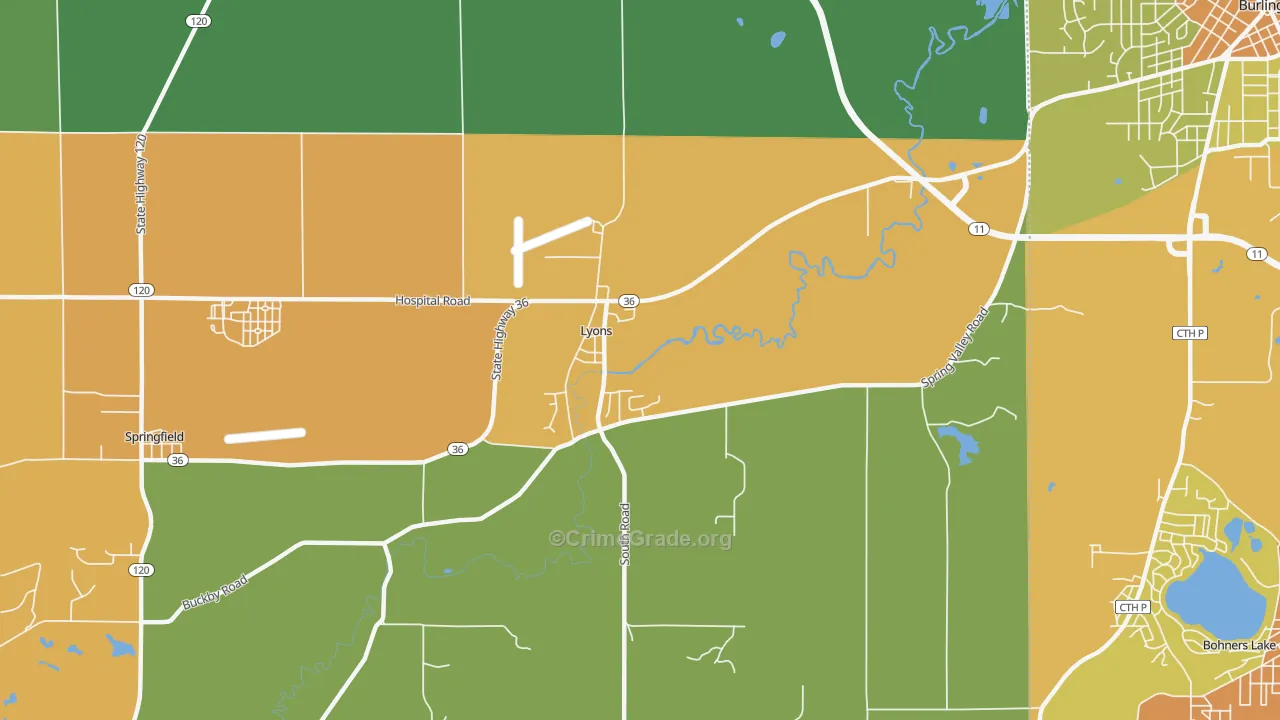 Lyons, WI Map of Assault Rates