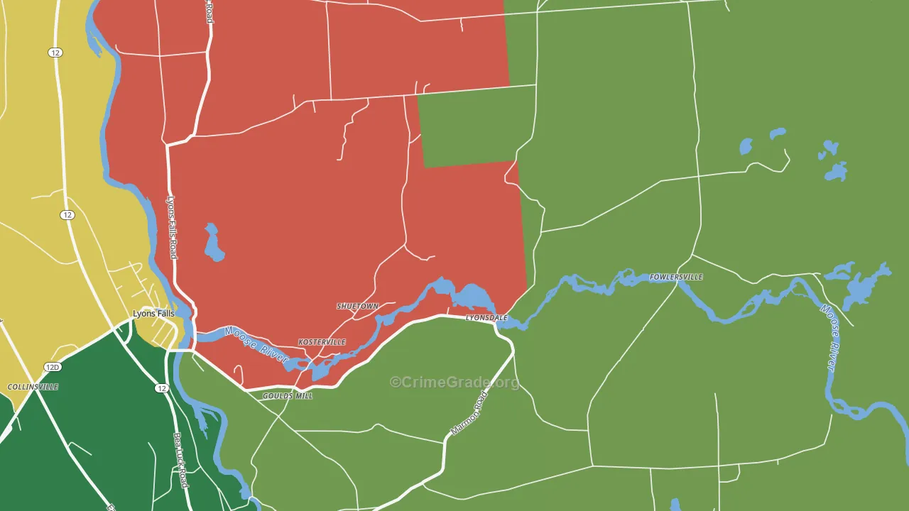 Lyonsdale, NY Map of Assault Rates