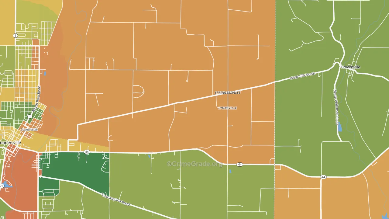 Lyonsville, IN Map of Assault Rates