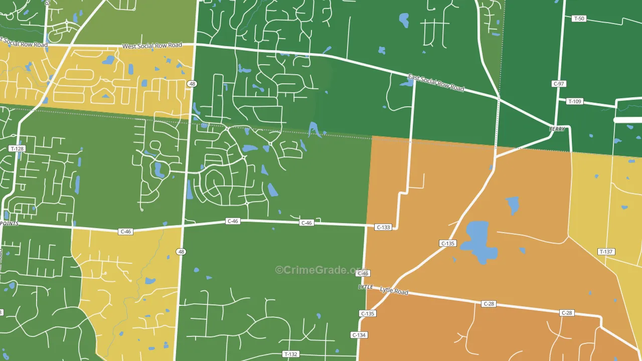Lytle, OH Map of Assault Rates