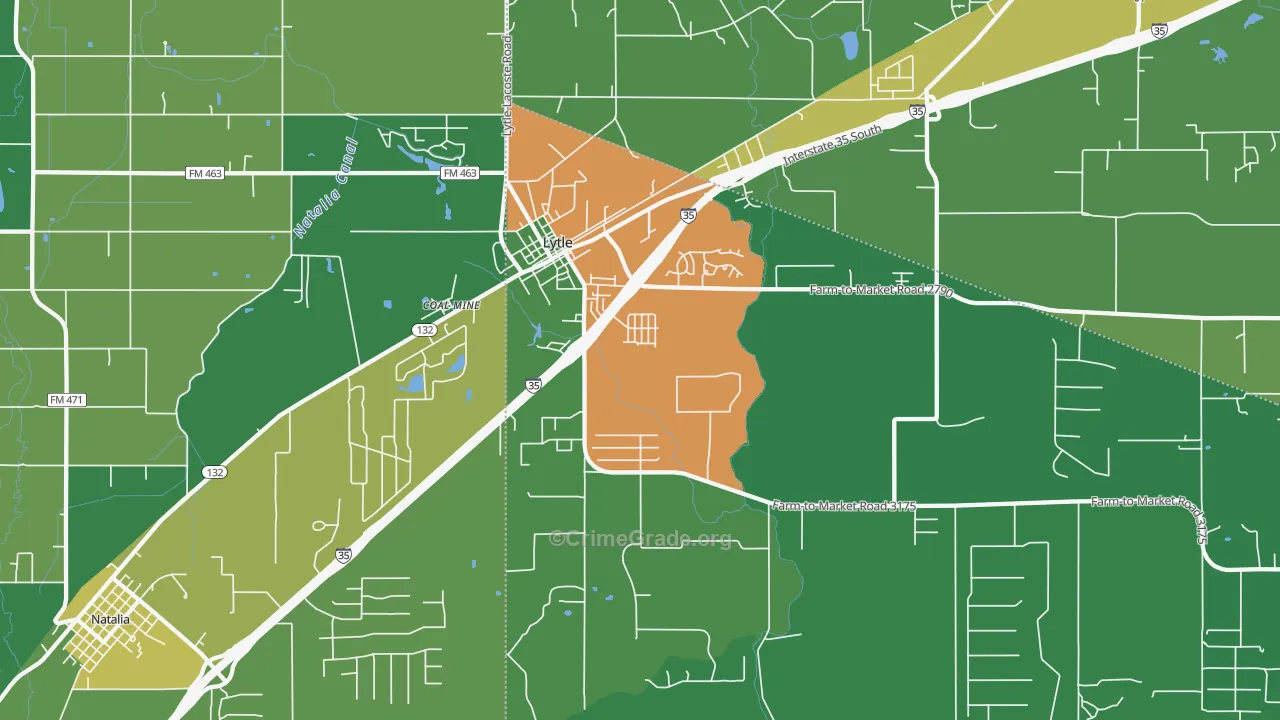 Lytle, TX Map of Assault Rates
