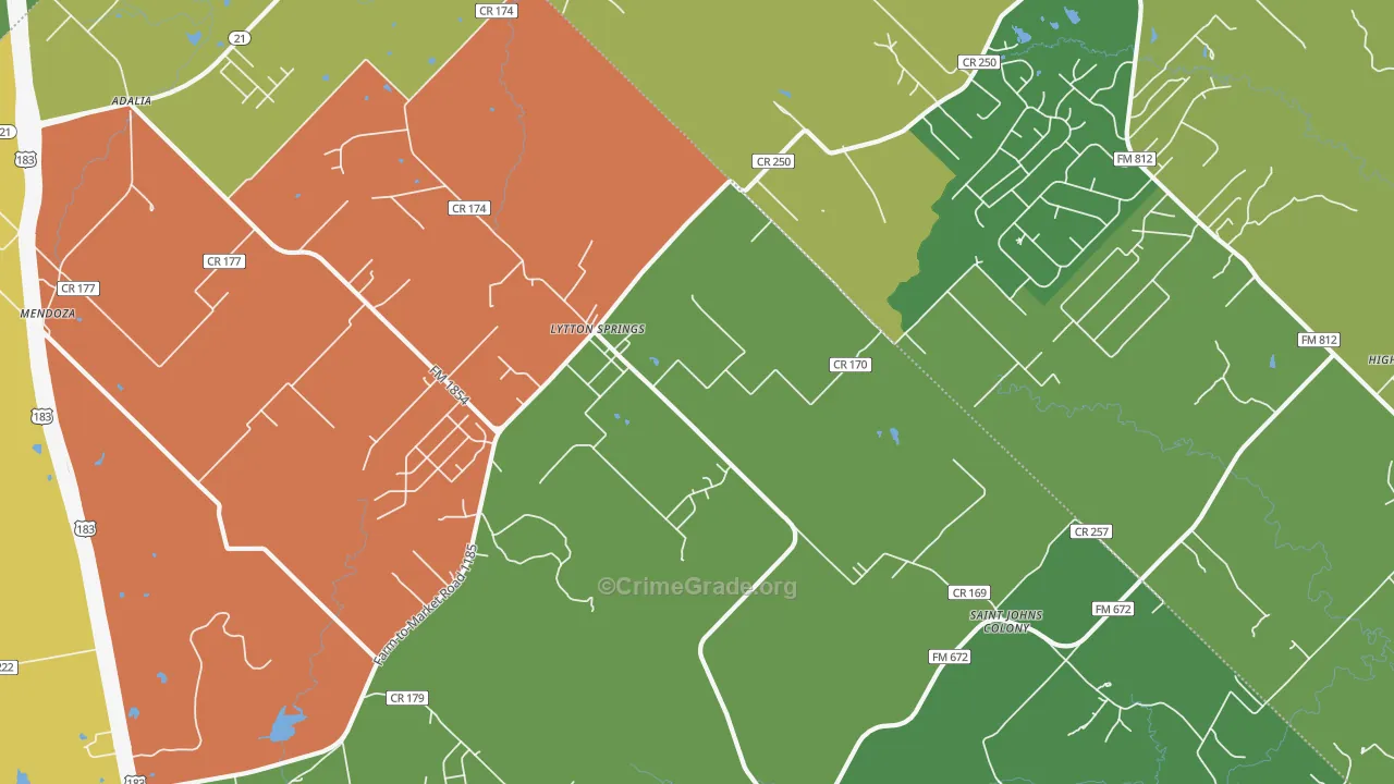 Lytton Springs, TX Map of Assault Rates