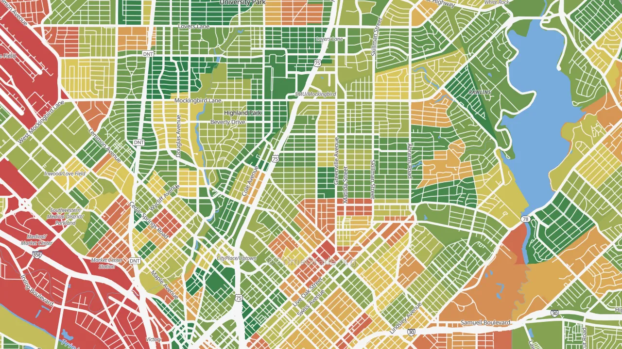M Streets, Dallas, TX Map of Assault Rates
