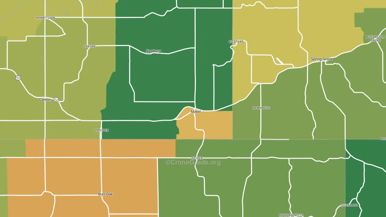 Mabel, MN Map of Assault Rates