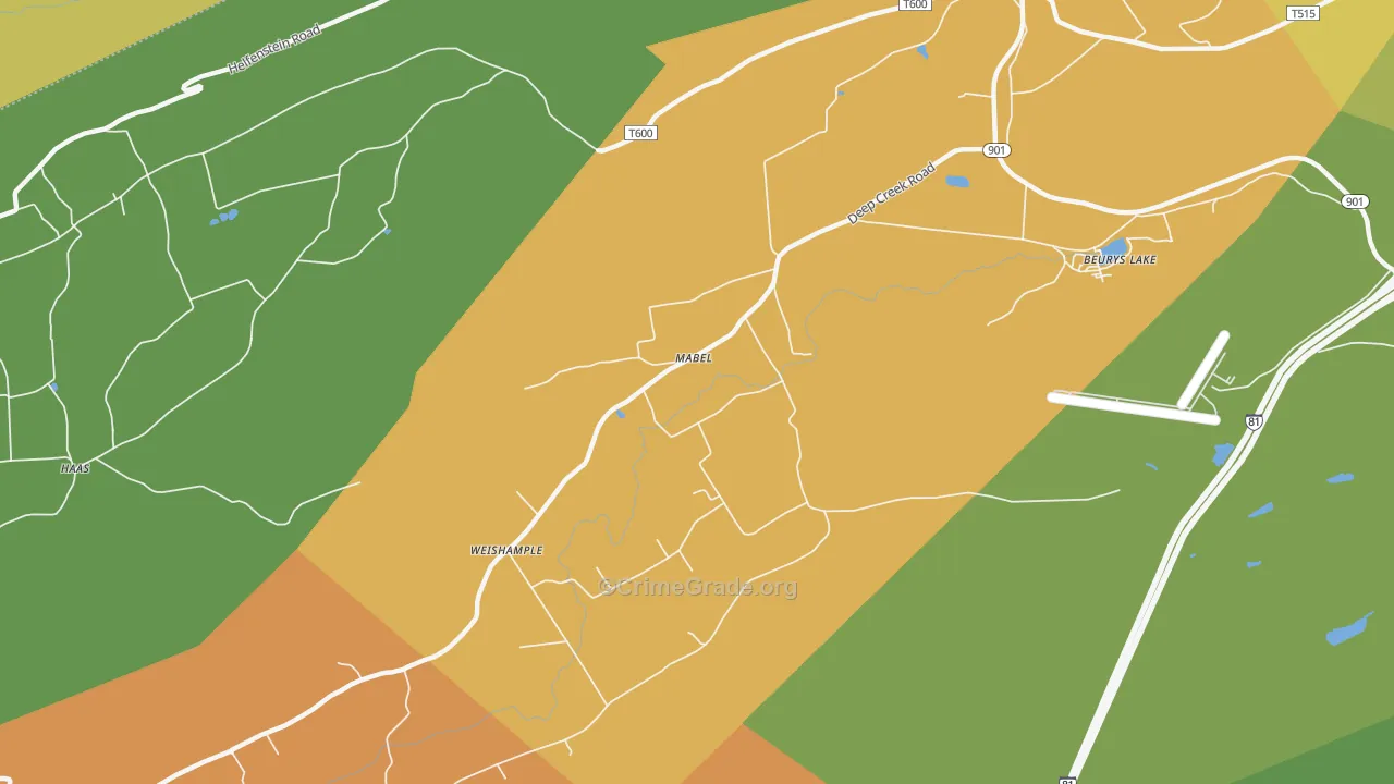 Mabel, PA Map of Assault Rates