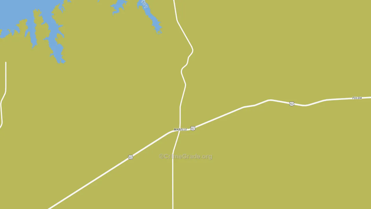 Mabelle, TX Map of Assault Rates