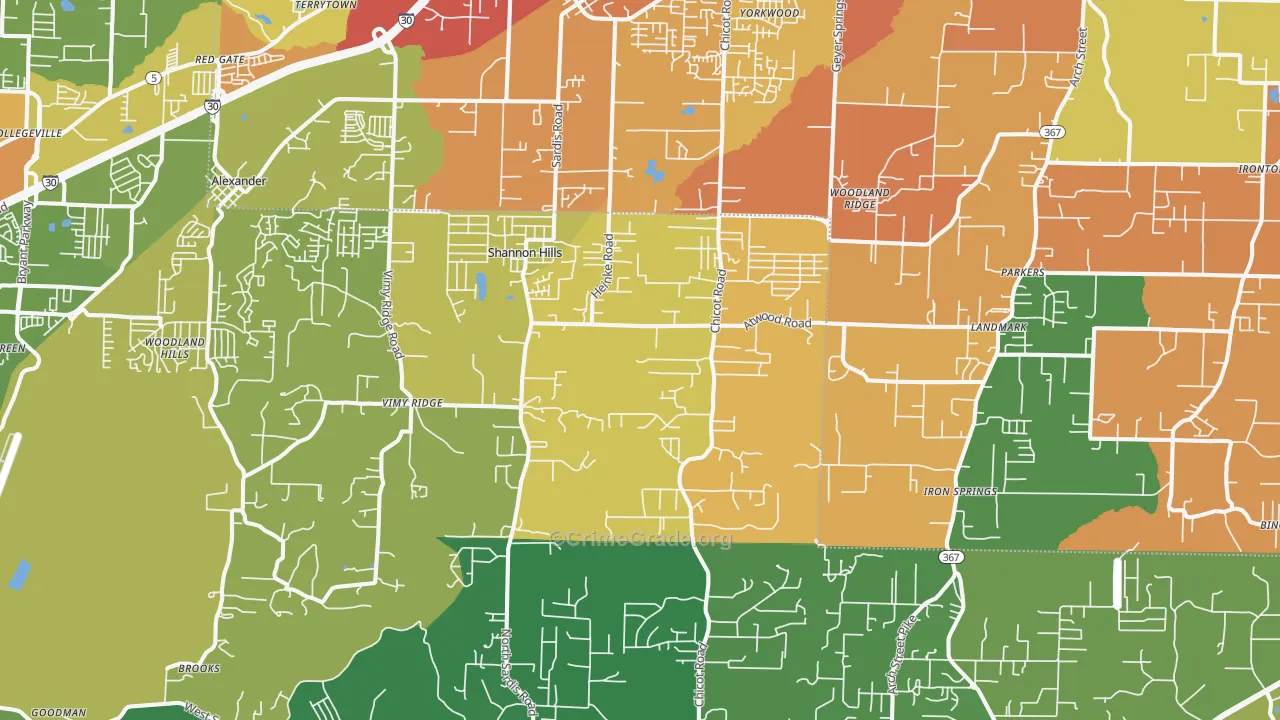 Mabelvale, AR Map of Assault Rates