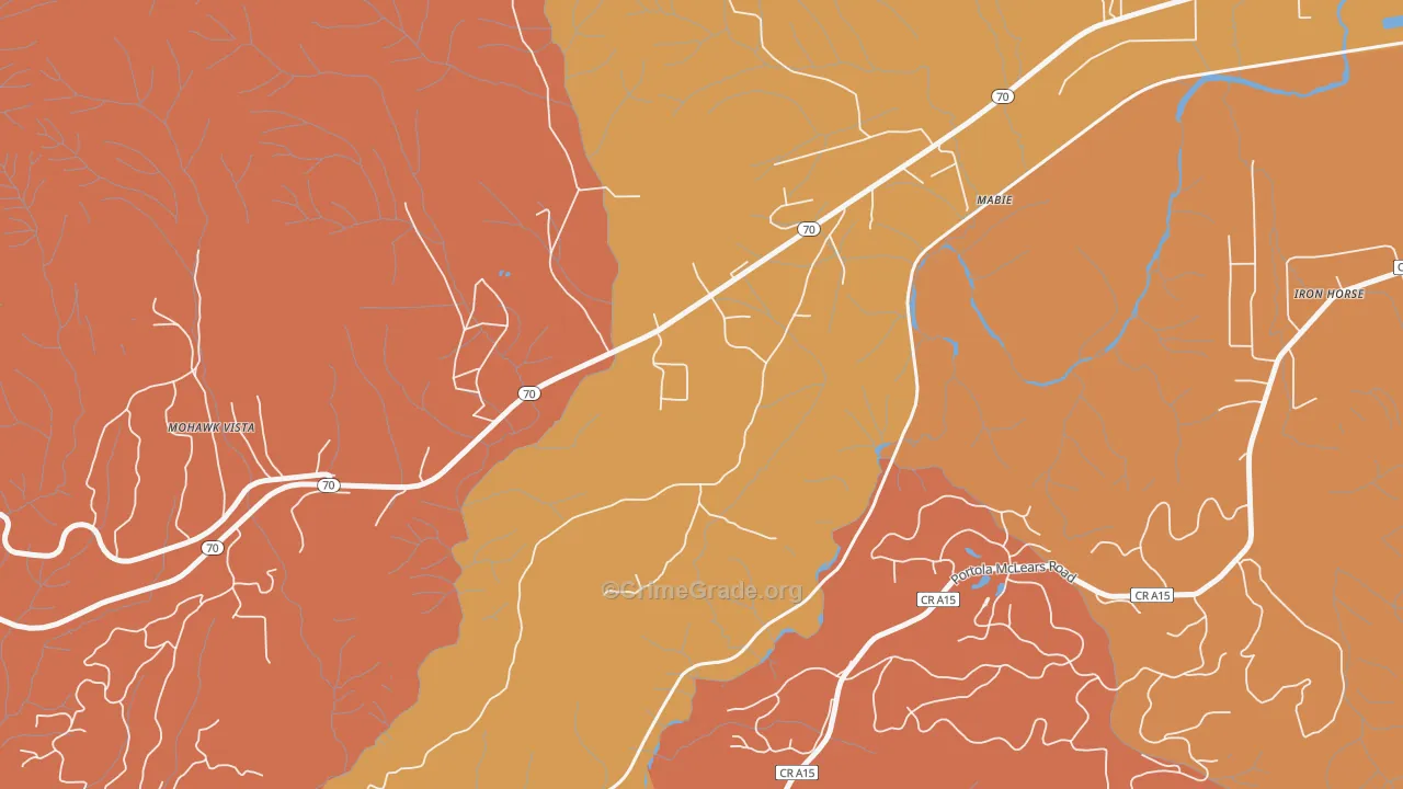 Mabie, CA Map of Assault Rates