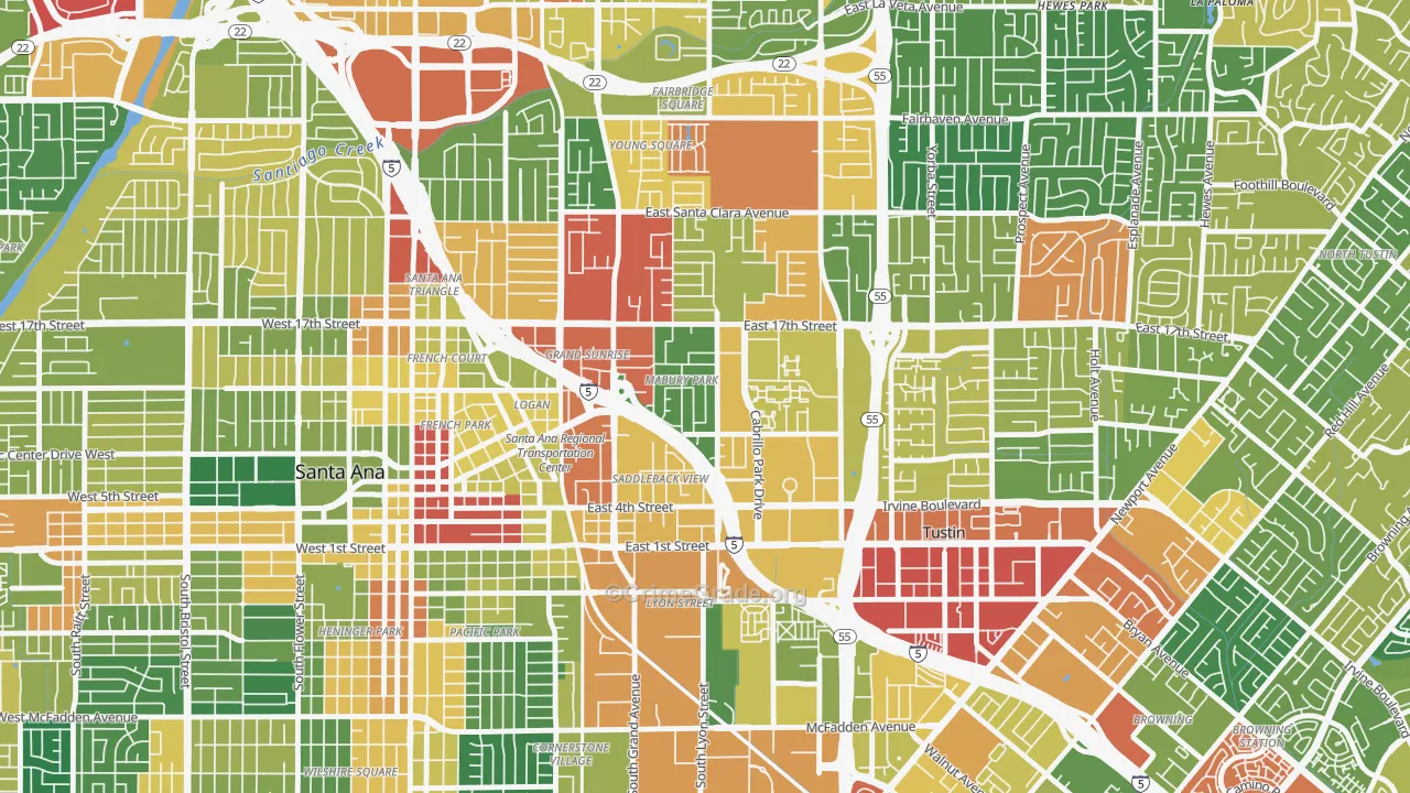 Mabury Park, Santa Ana, CA Map of Assault Rates