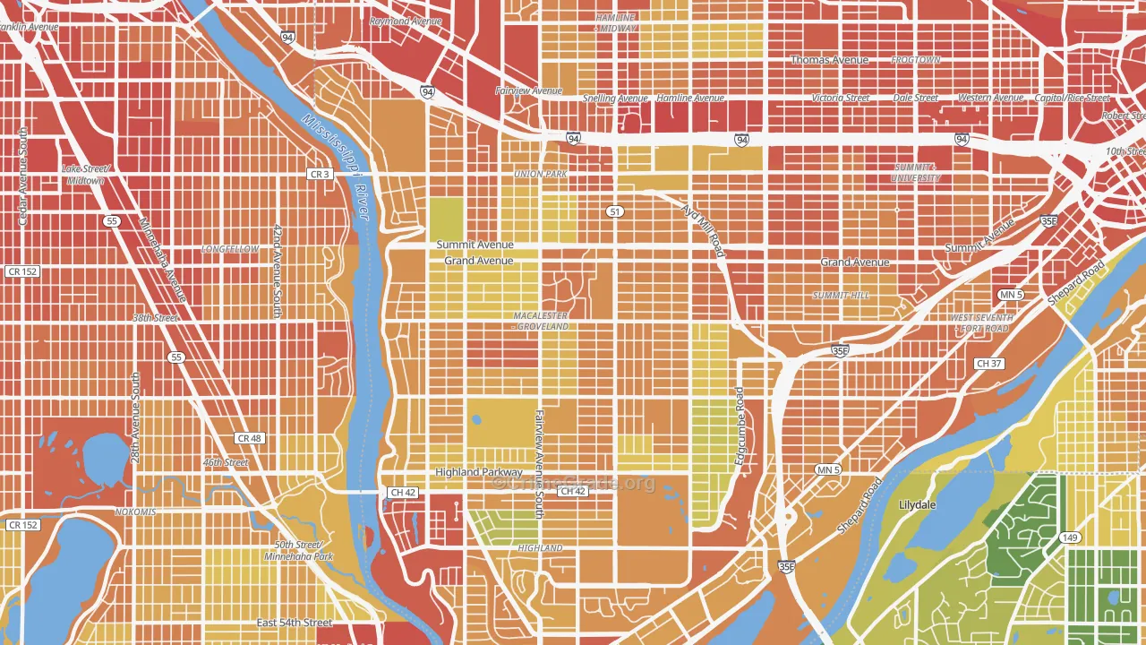 Macalester-Groveland, St. Paul, MN Map of Assault Rates