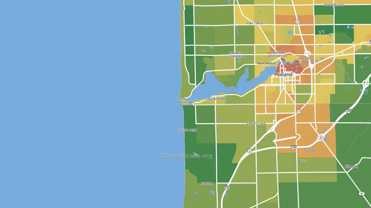Macatawa, MI Map of Assault Rates
