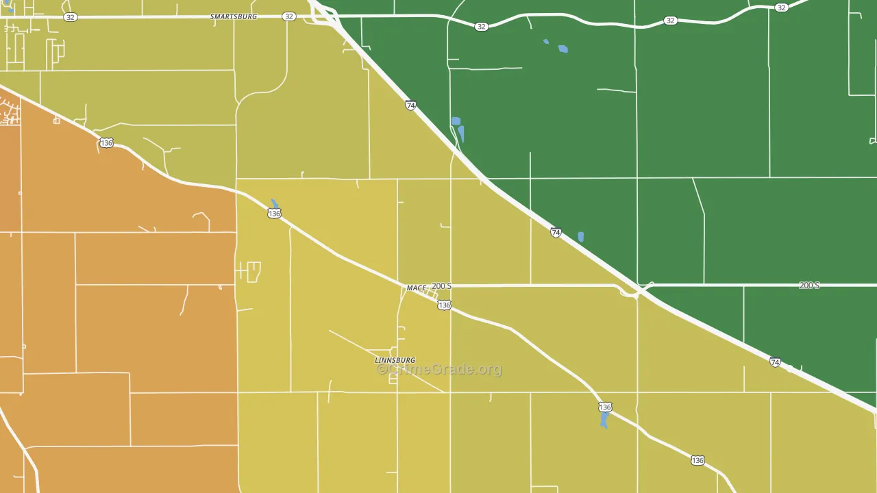 Mace, IN Map of Assault Rates