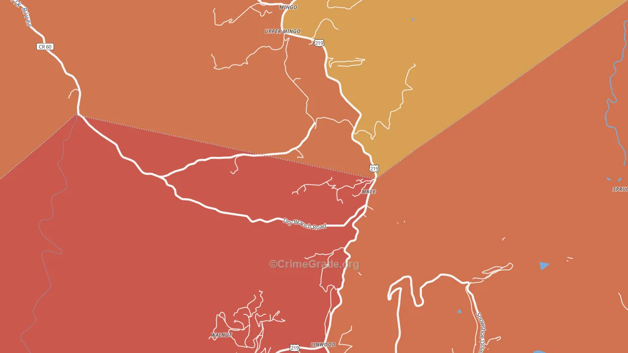 Mace, WV Map of Assault Rates