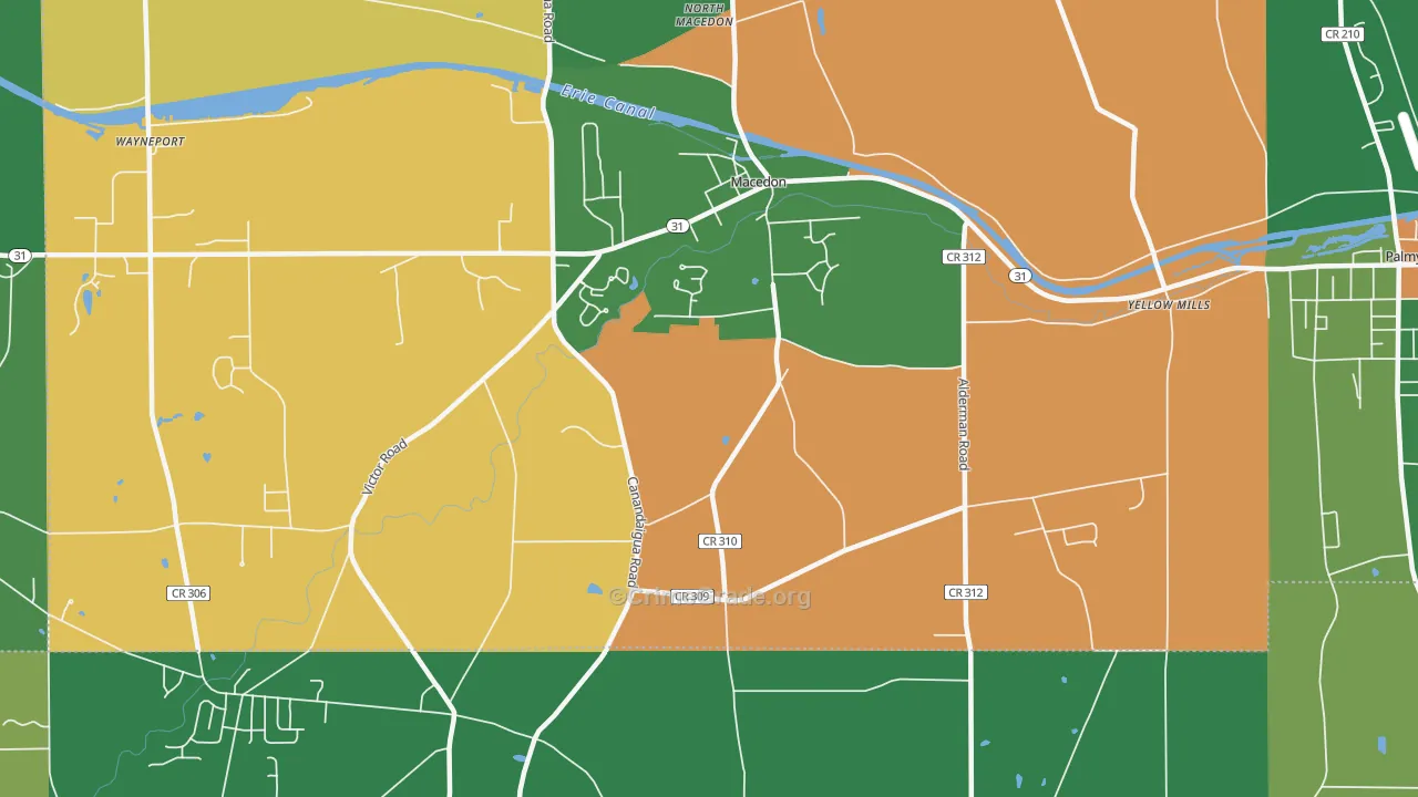Macedon Center, NY Map of Assault Rates