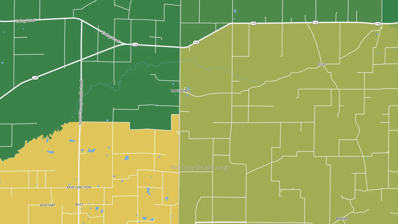 Macedonia, IL Map of Assault Rates