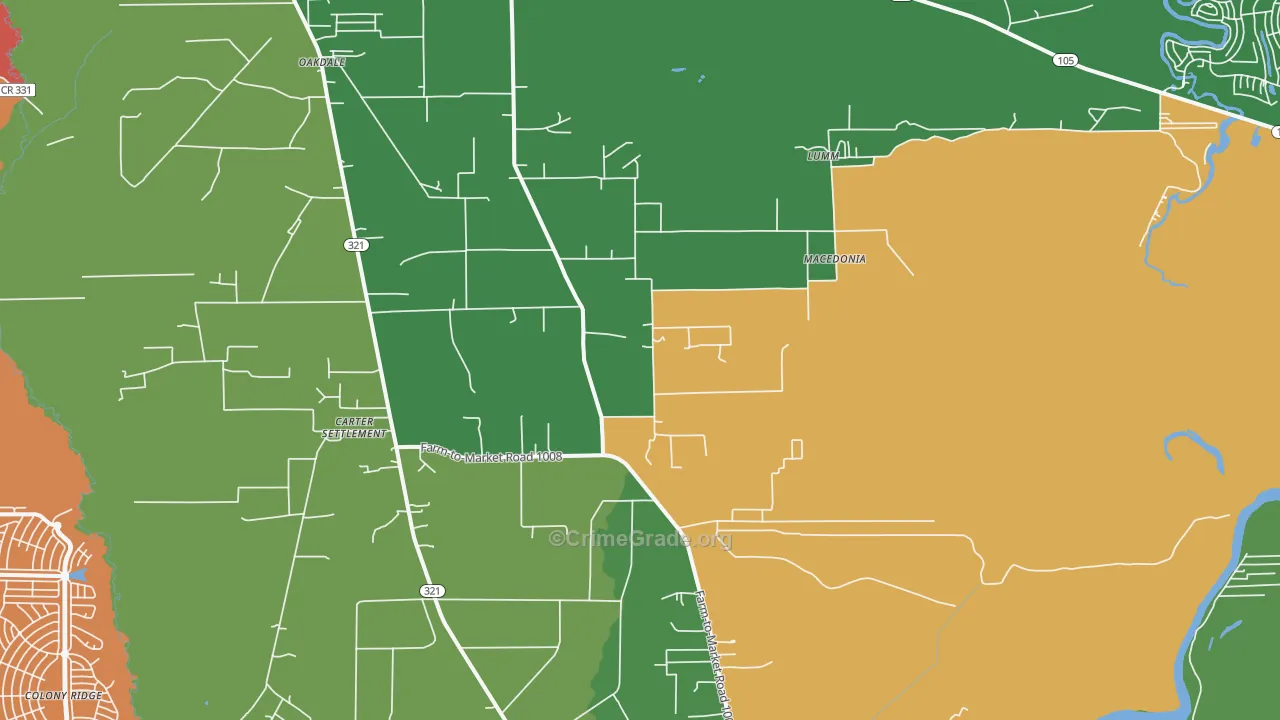 Macedonia, TX Map of Assault Rates