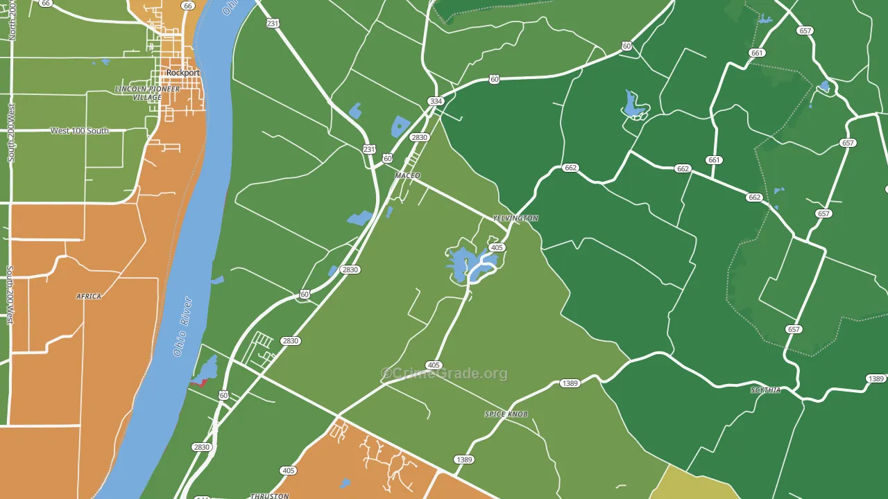 Maceo, KY Map of Assault Rates