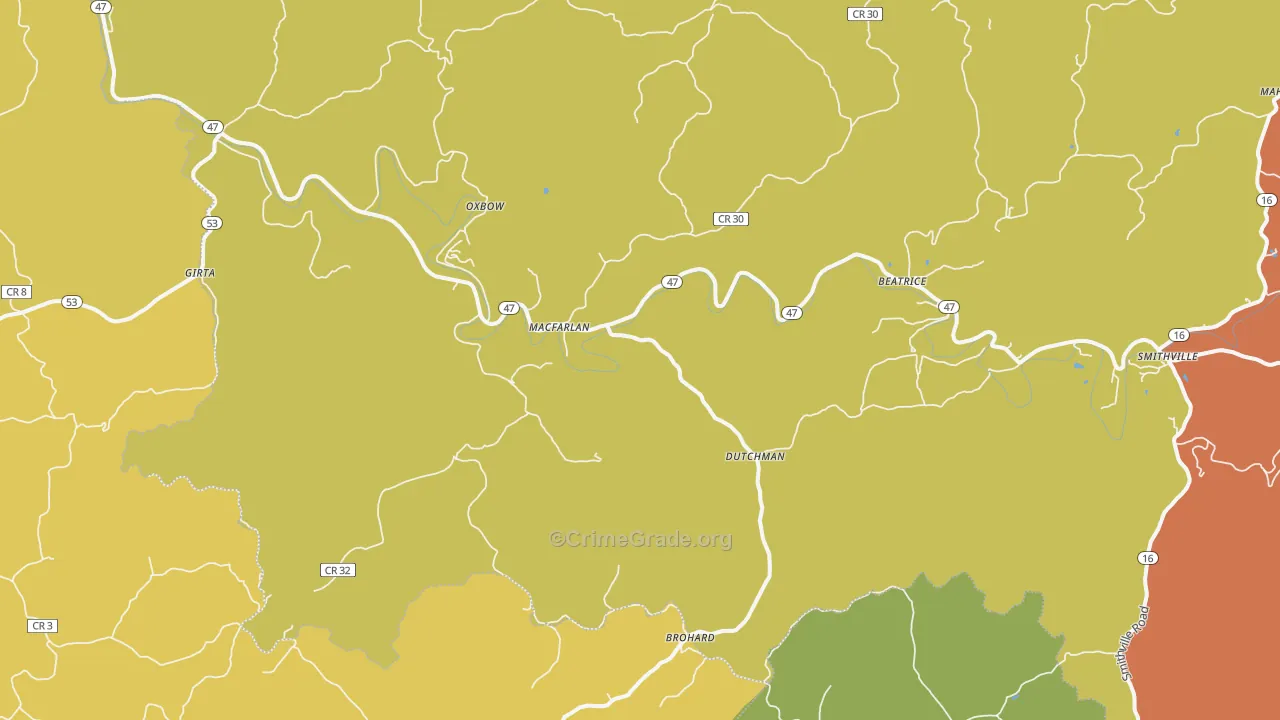 Macfarlan, WV Map of Assault Rates