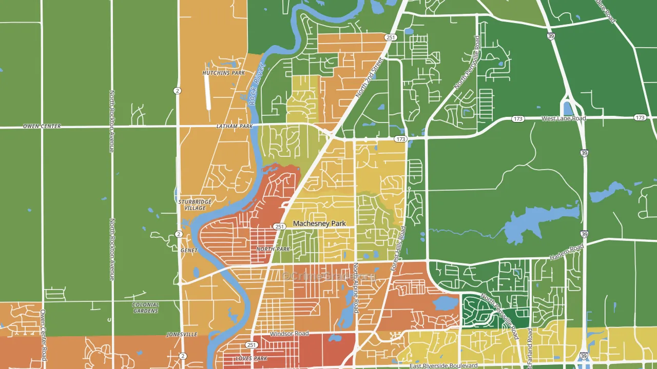 Machesney Park, IL Map of Assault Rates