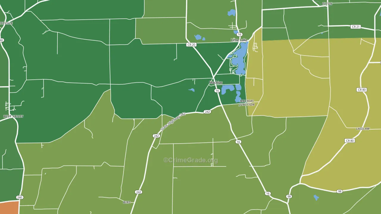 Machias, NY Map of Assault Rates