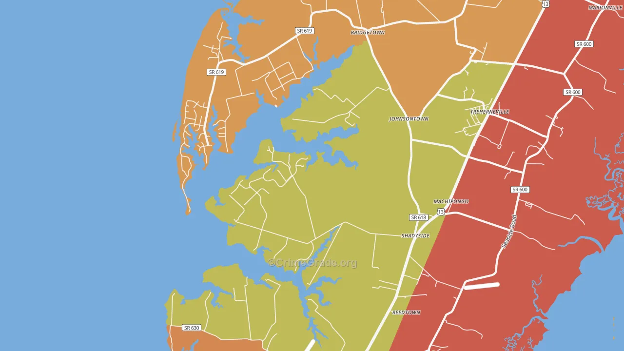 Machipongo, VA Map of Assault Rates