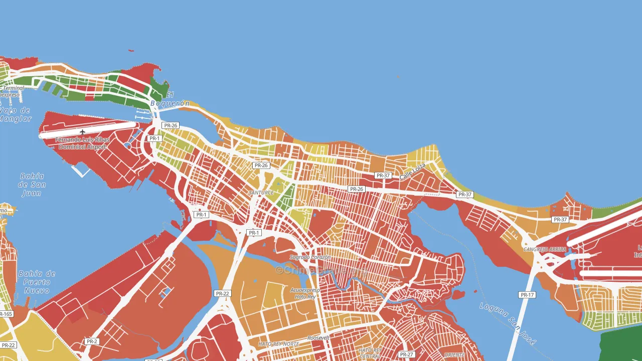 Machuchal, San Juan, PR Map of Assault Rates