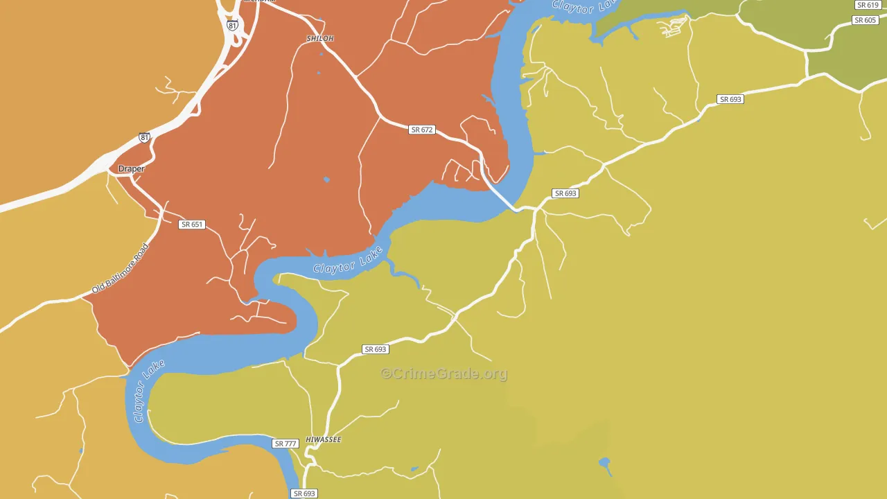 Mack Creek Village, VA Map of Assault Rates