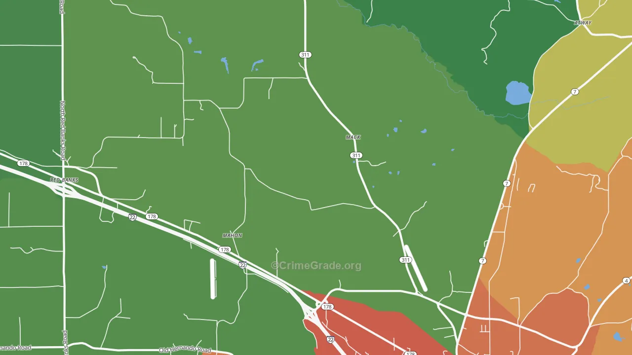 Mack, MS Map of Assault Rates