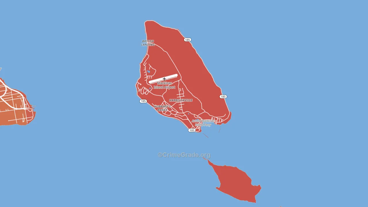Mackinac Island, MI Map of Assault Rates
